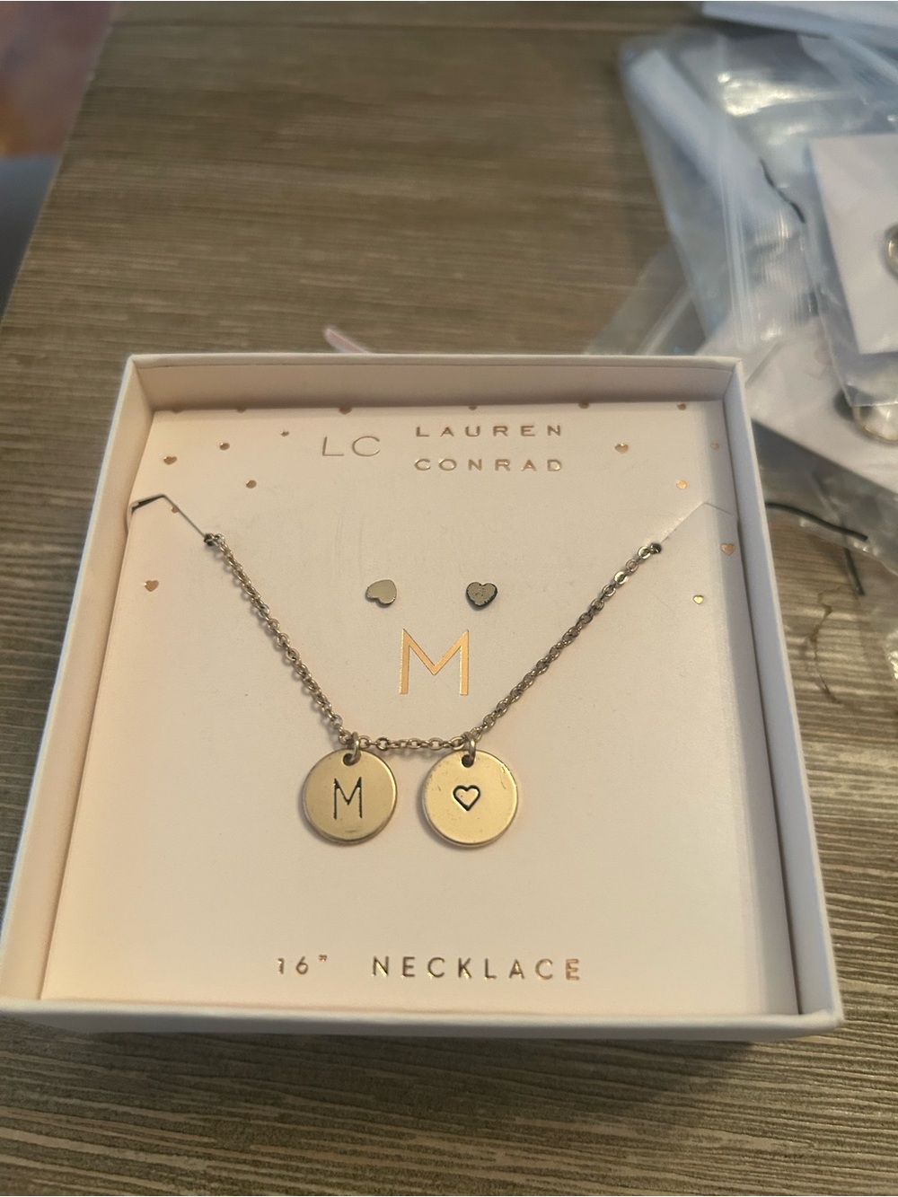 LC Lauren Conrad Silver Initial 'M' and Heart Charm Necklace